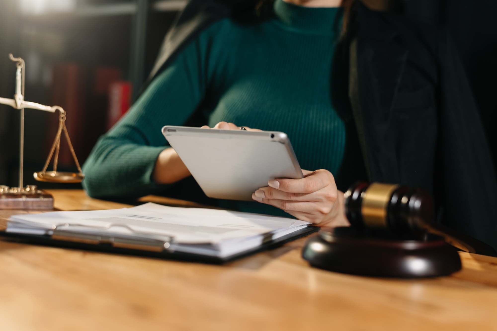 justice and law concept.Male judge in a courtroom
