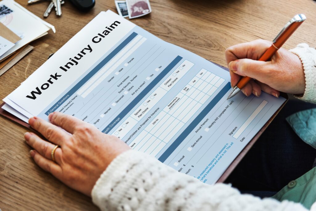 Work Injury Claim Application Form Information Concept